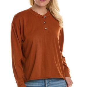 NEW DONNI‎ Rust Orange Long Sleeve Shirt Relaxed Fit SMALL